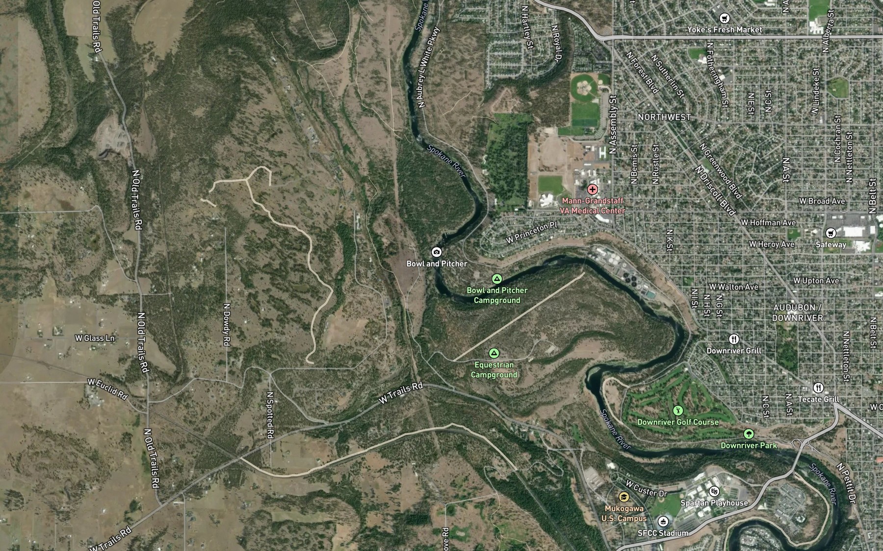 Satellite map of the Bowl and Pitcher
