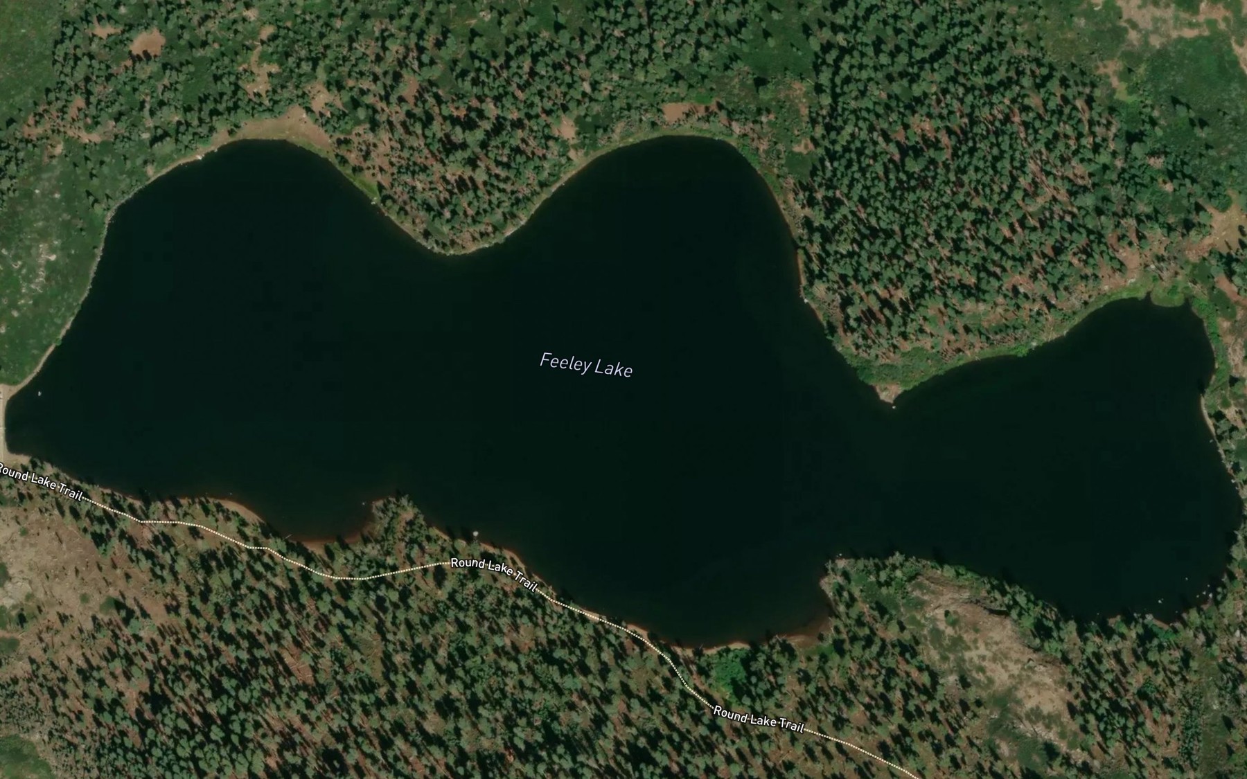 Satellite map of the Feeley Lake