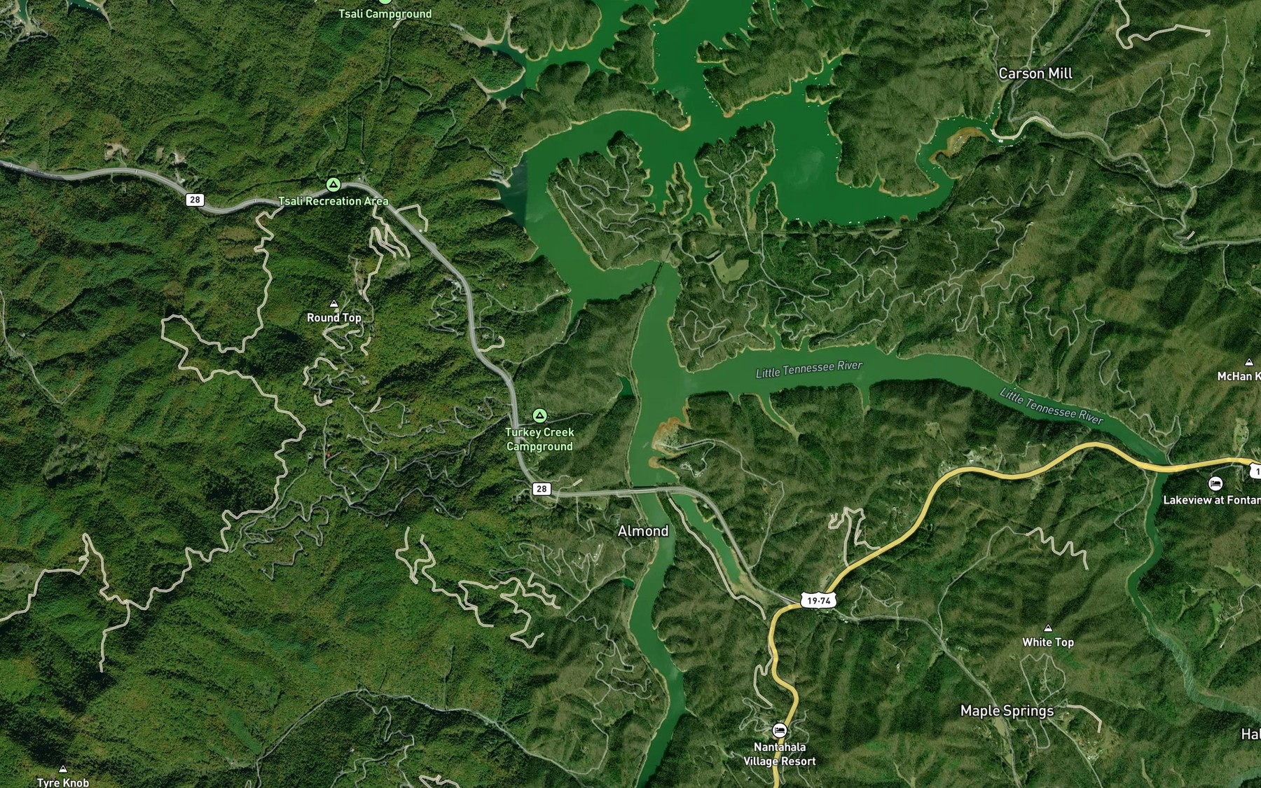 Satellite map of the Turkey Branch