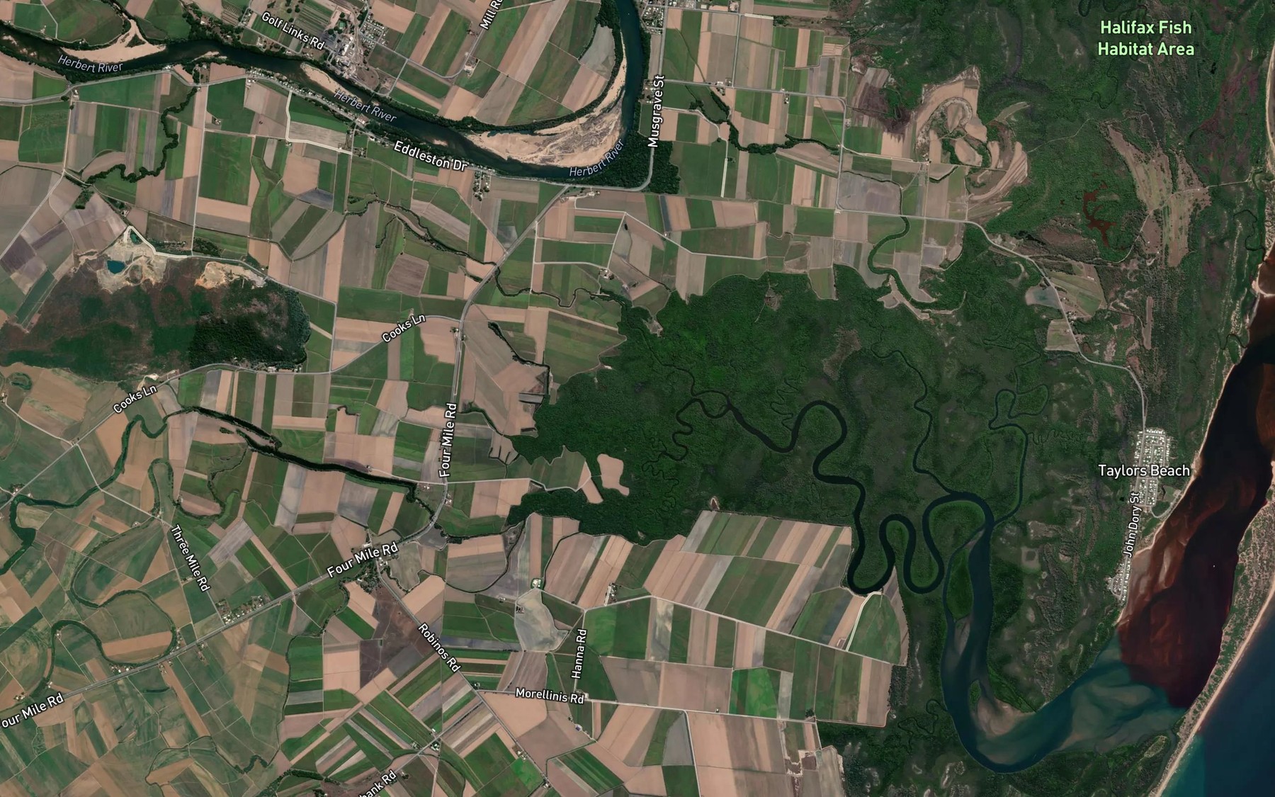 Satellite map of the Lagoon Creek