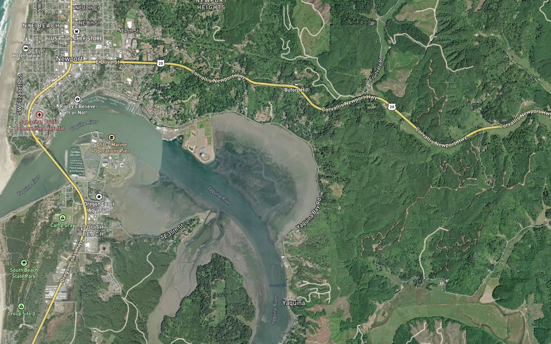 Satellite map of the Sallys Bend