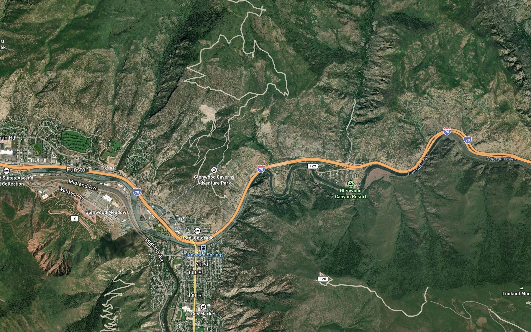 Satellite map of the Cascade Creek