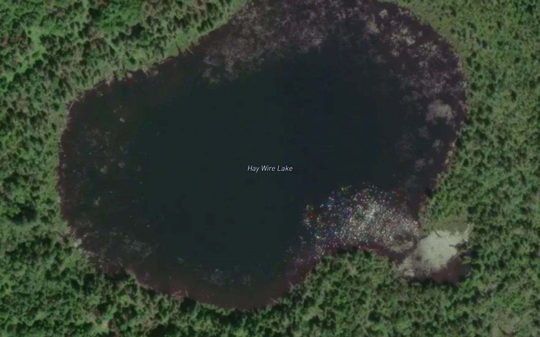 Satellite map of the Hay Wire Lake