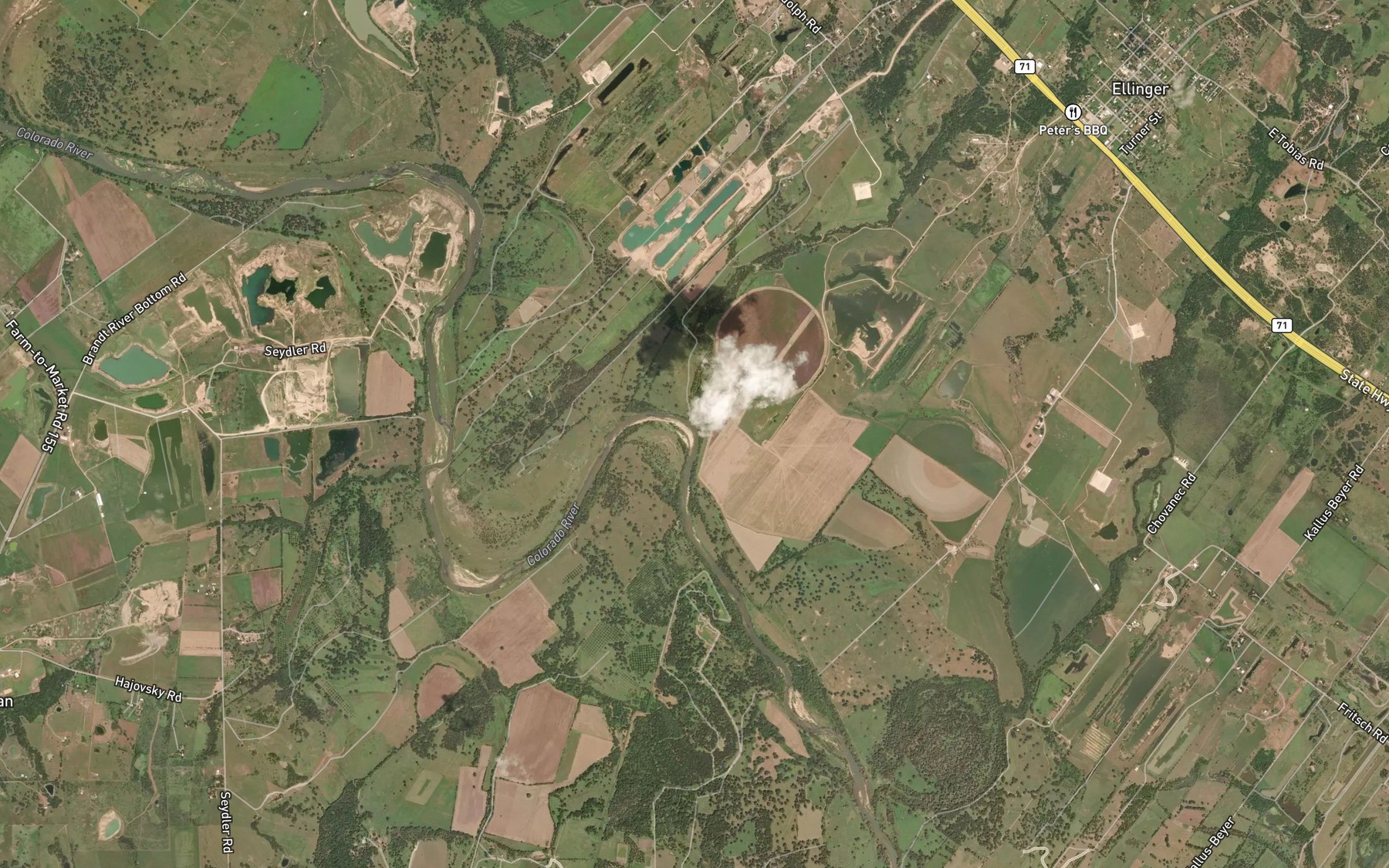 Satellite map of the Pettys Creek