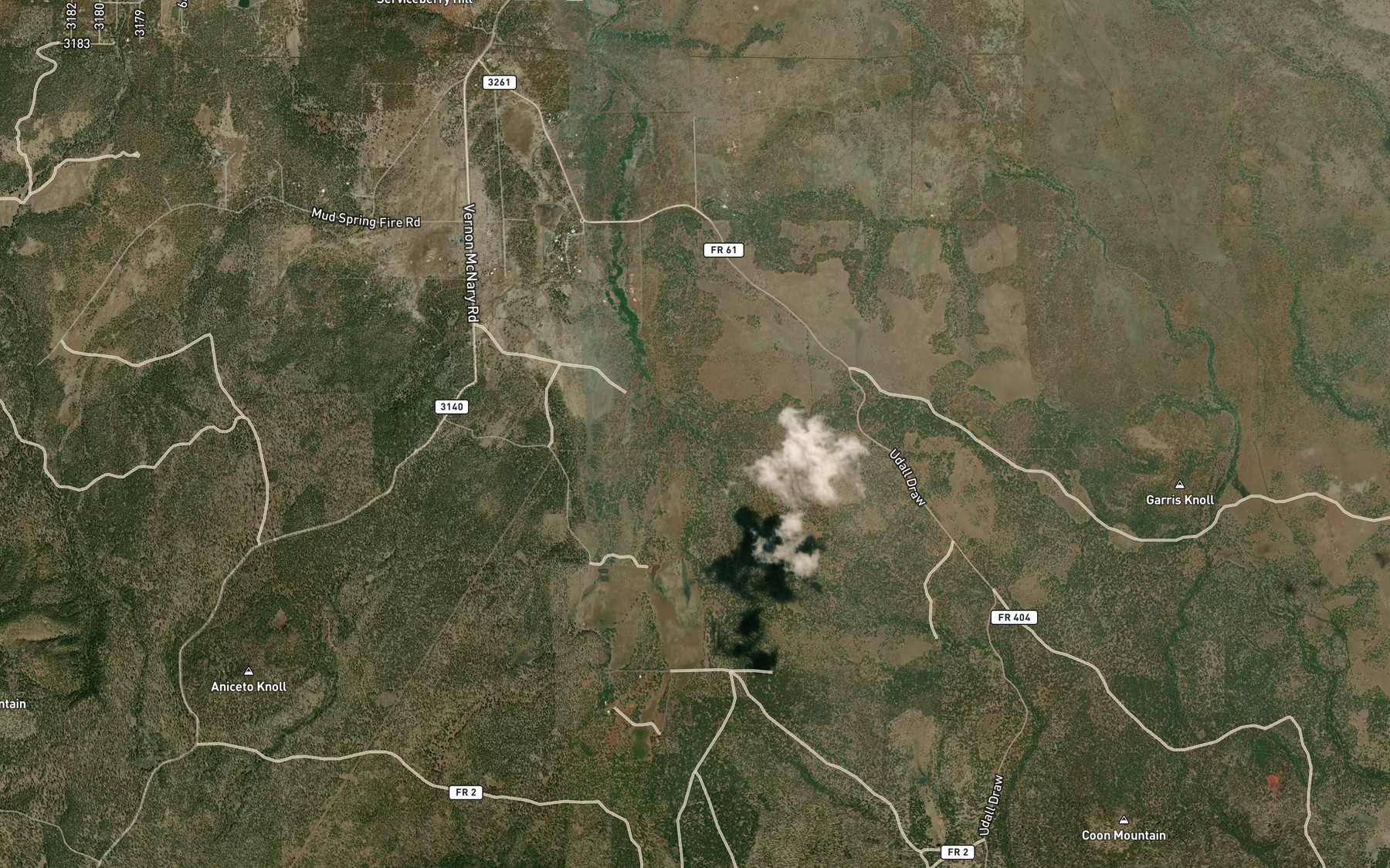 Satellite map of the Vernon Creek