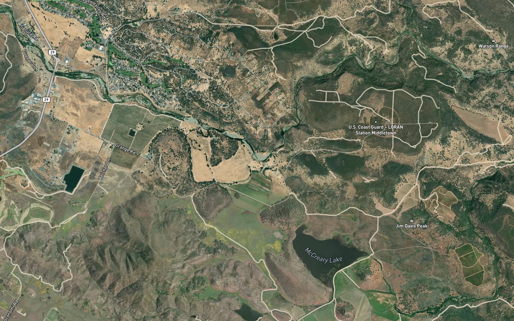 Satellite map of the Crazy Creek