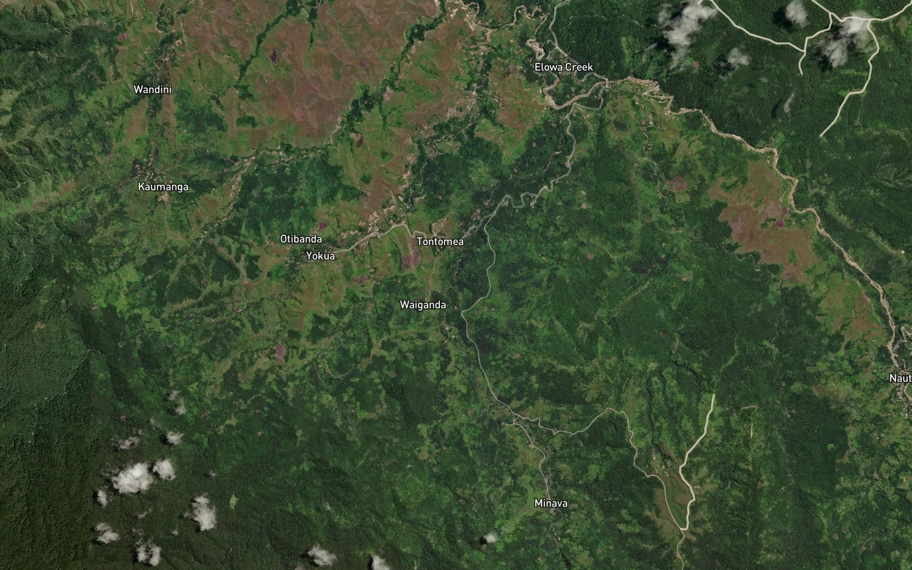 Satellite map of the Ekue Creek