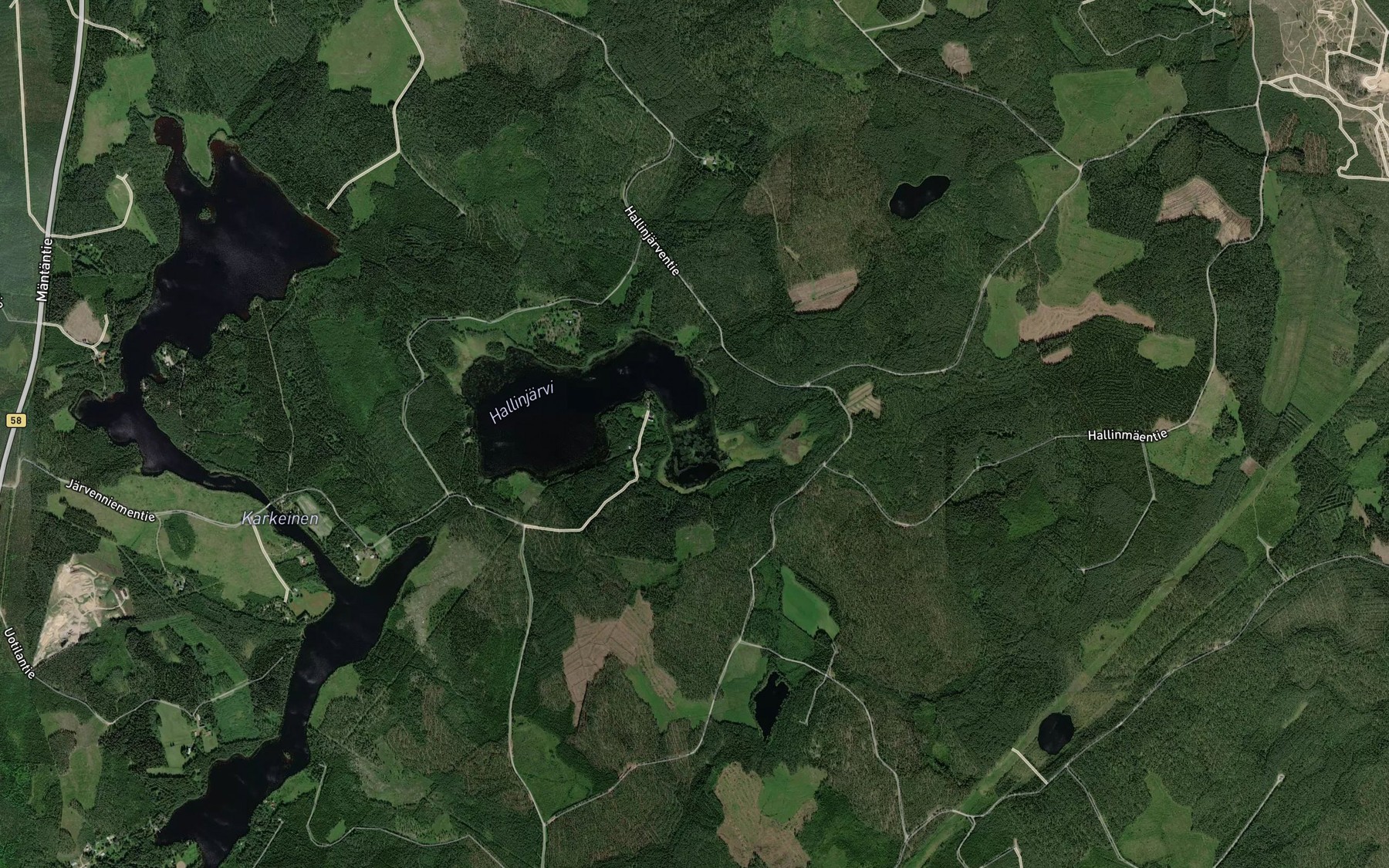 Satellite map of the Pikku-Halli