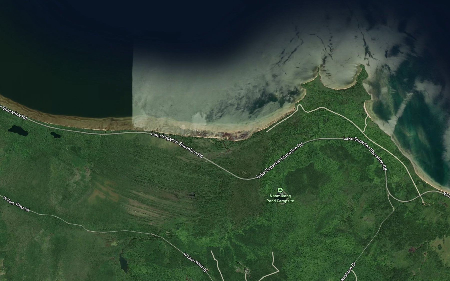 Satellite map of the Naomikong Creek