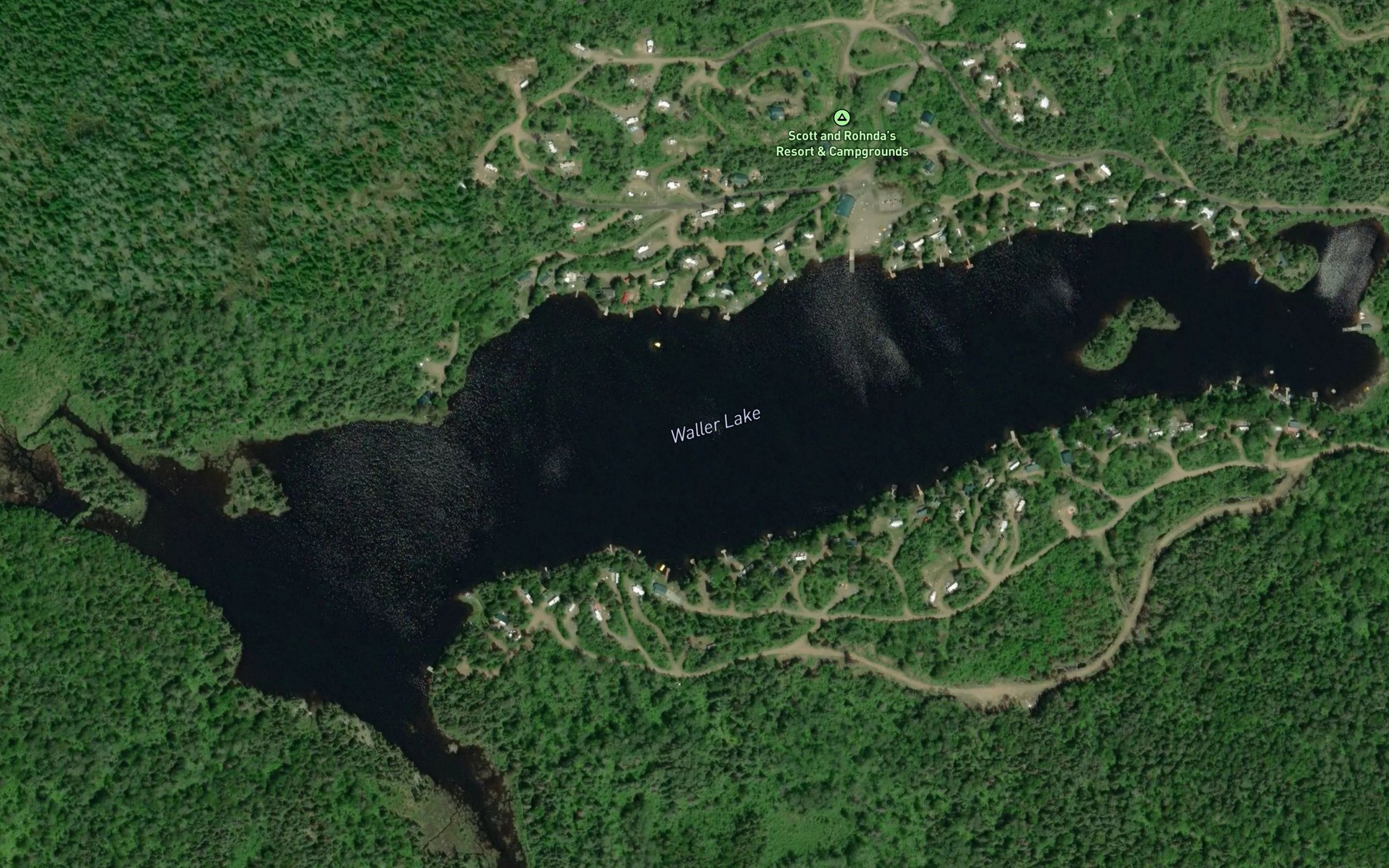 Satellite map of the Waller Lake