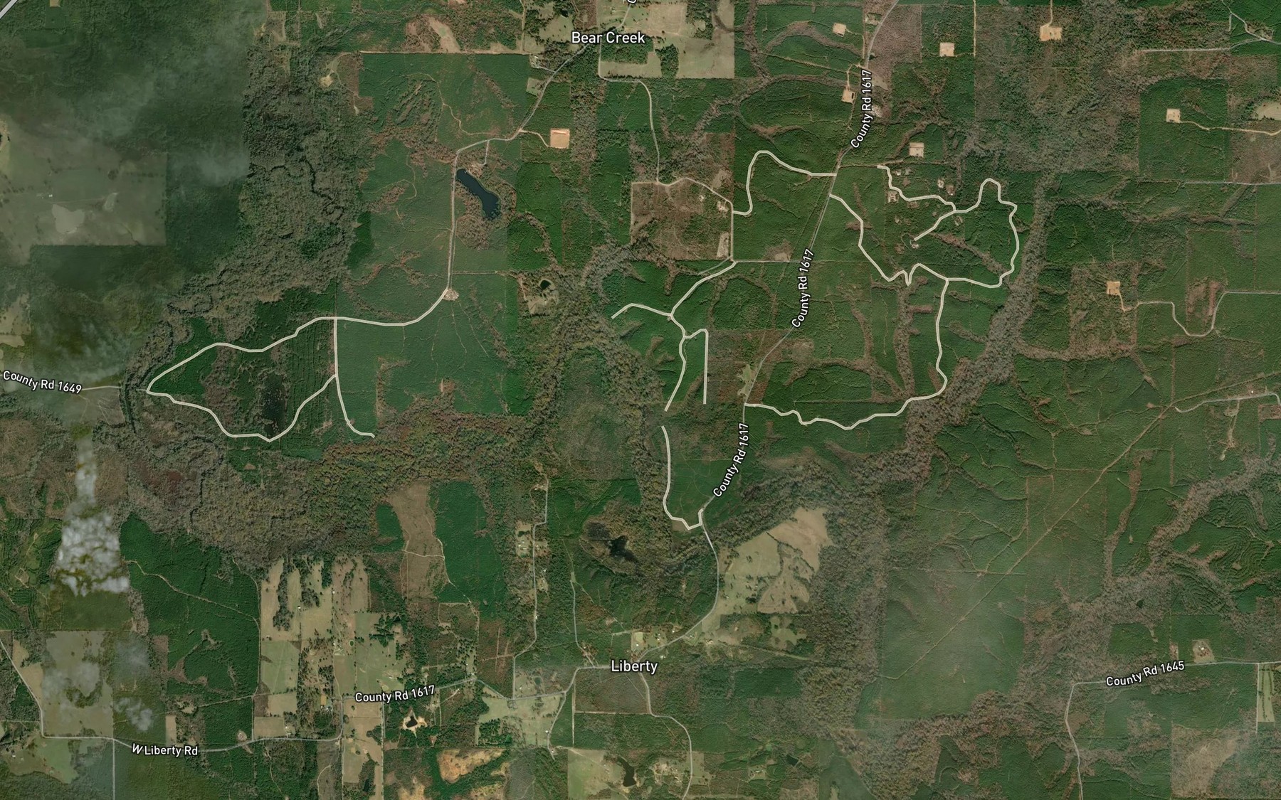 Satellite map of the Bear Creek