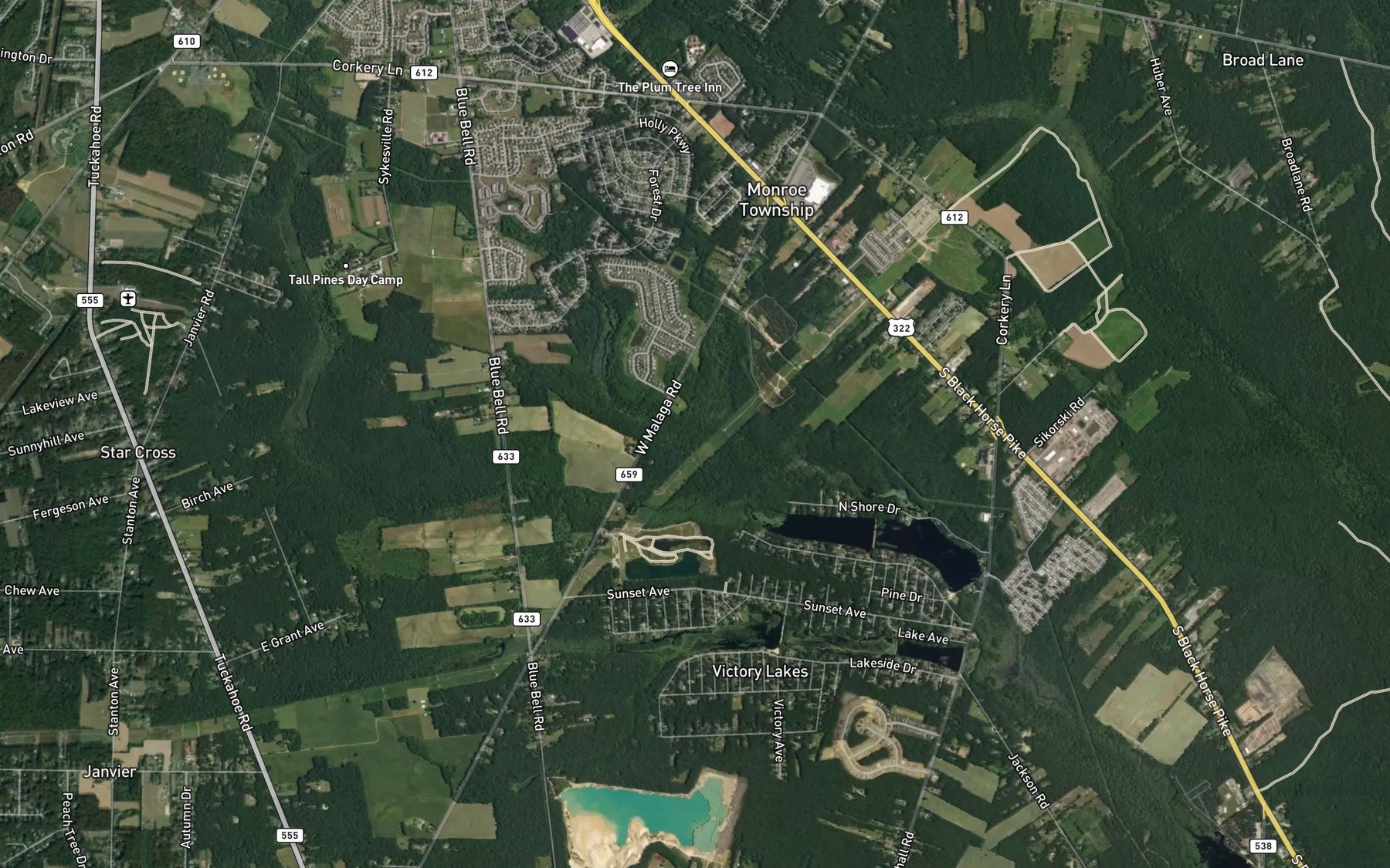 Satellite map of the Oakland Brook