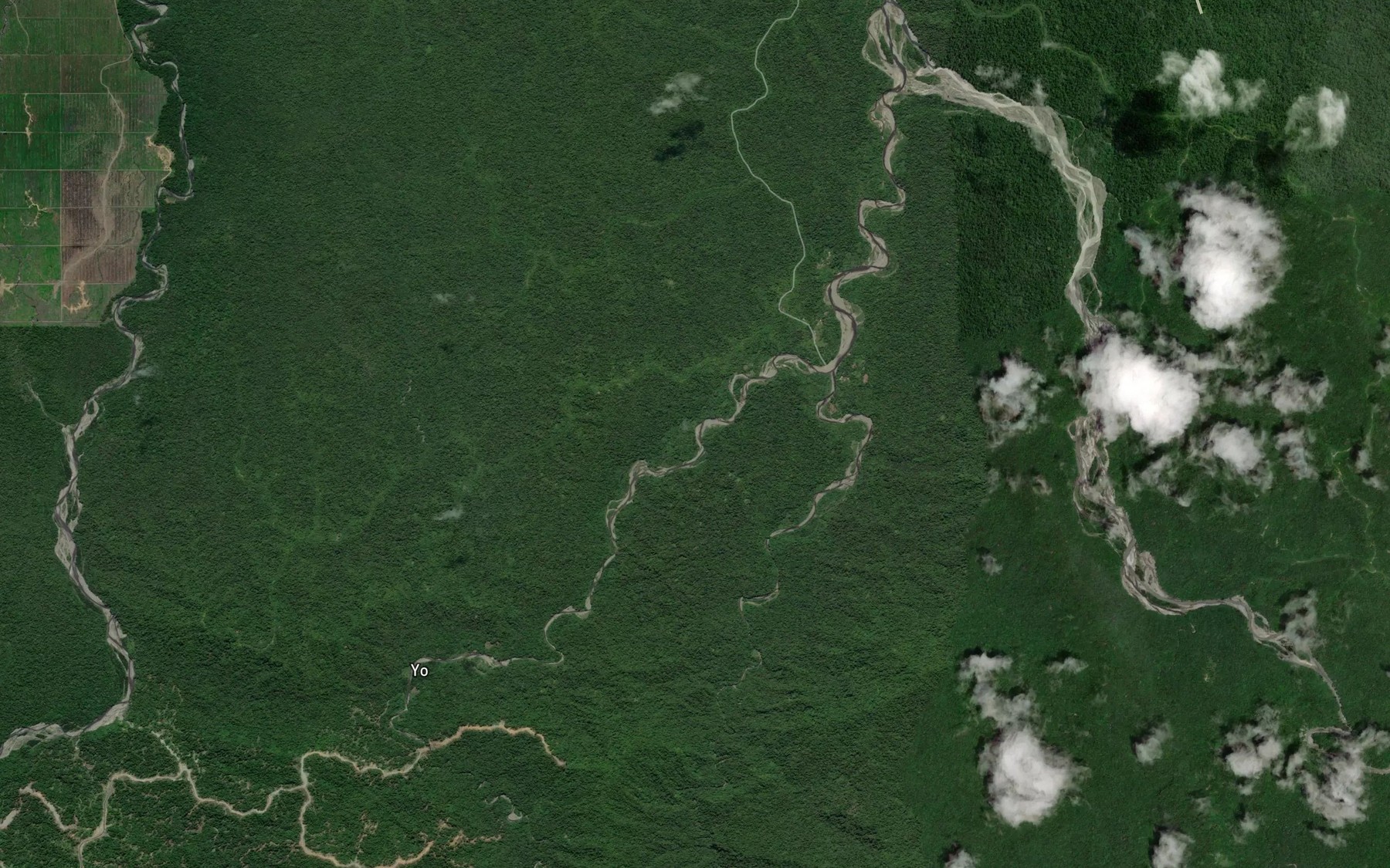 Satellite map of the Yo Creek