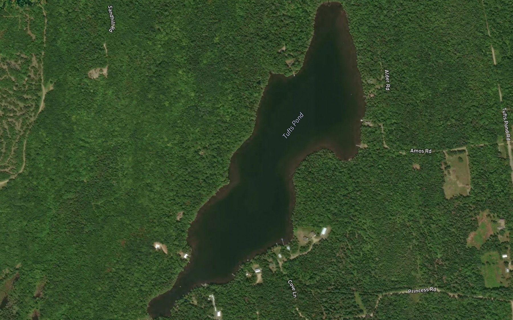 Satellite map of the Tufts Pond