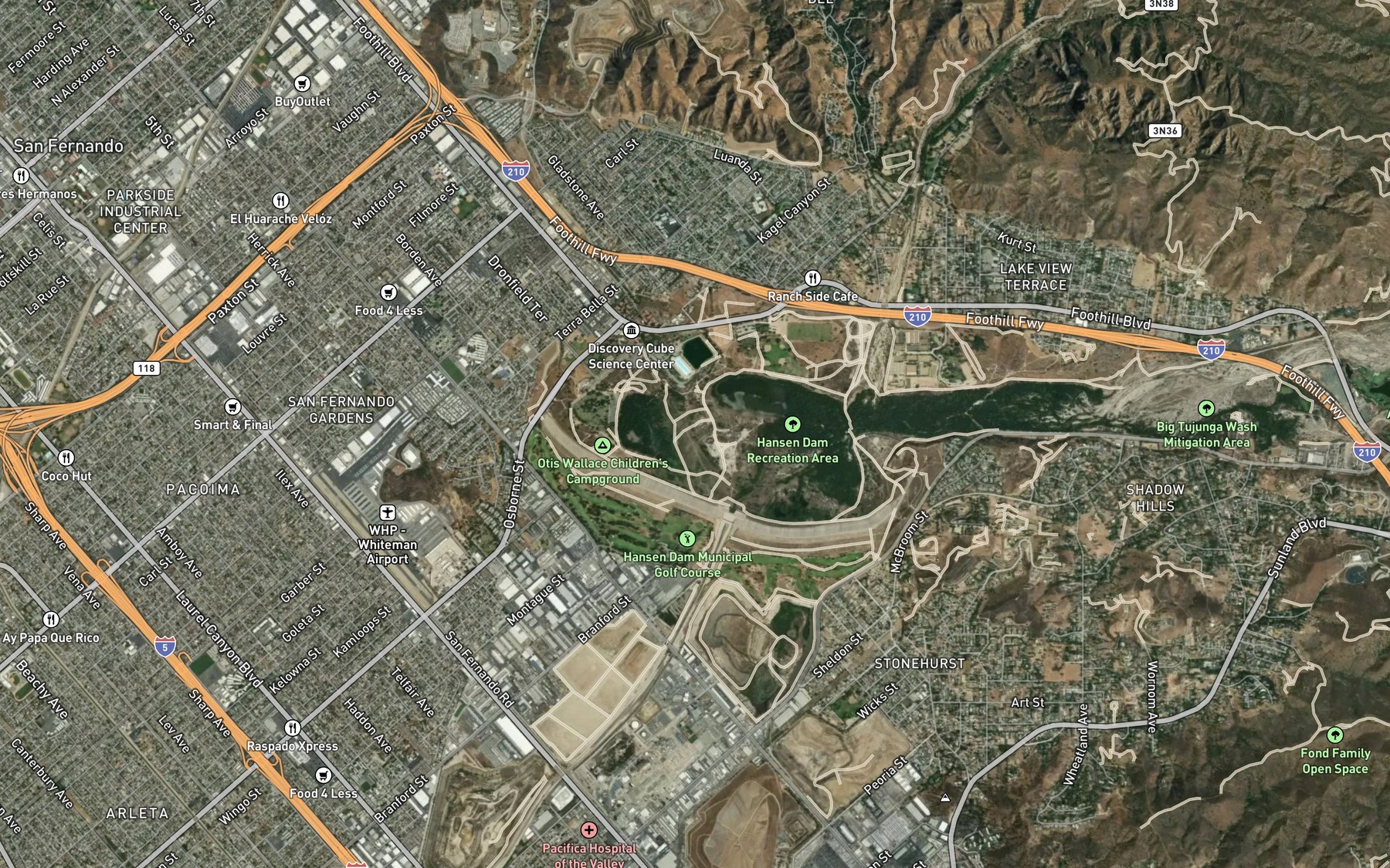 Satellite map of the Hansen Flood Control Basin