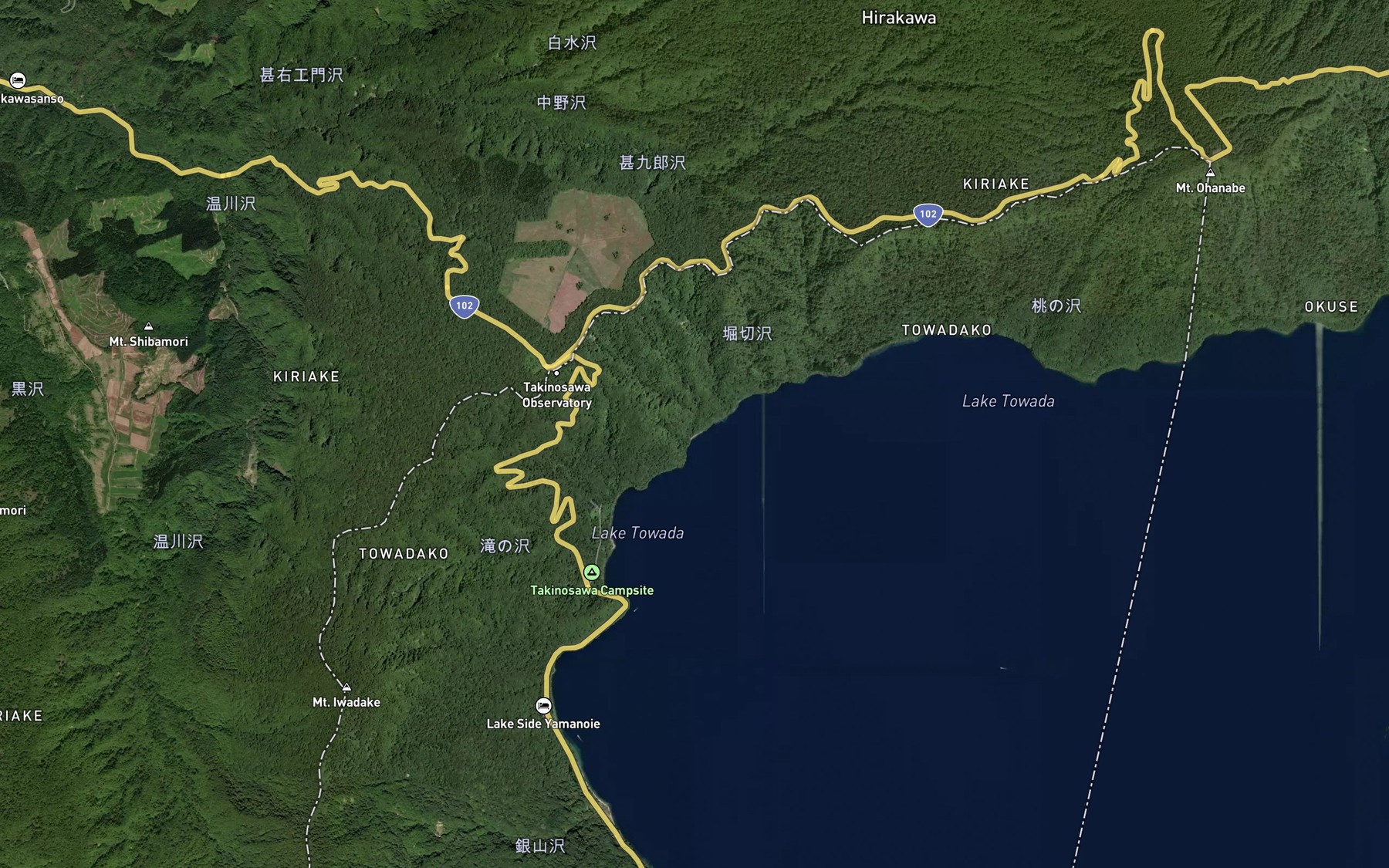 Satellite map of the Towadano Sawa