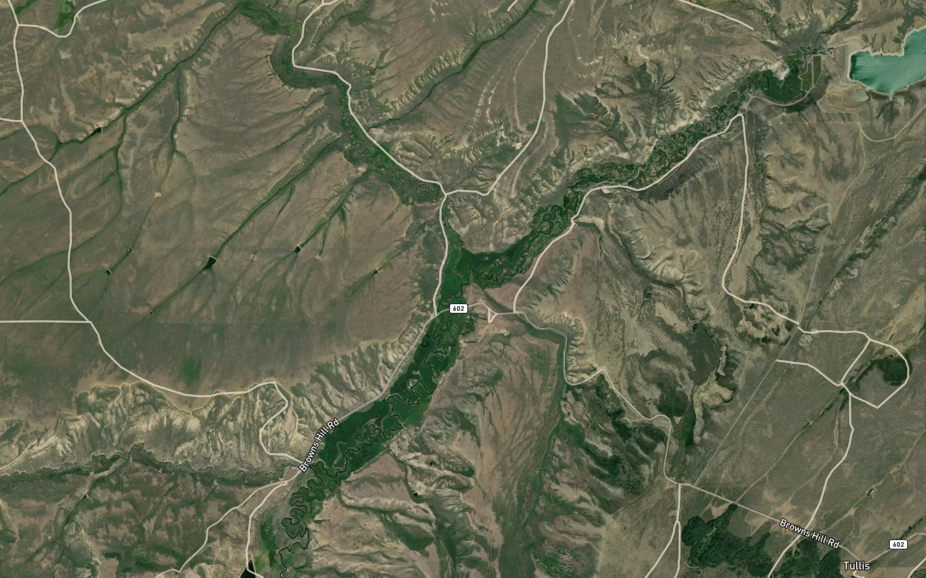 Satellite map of the Little Savery Creek