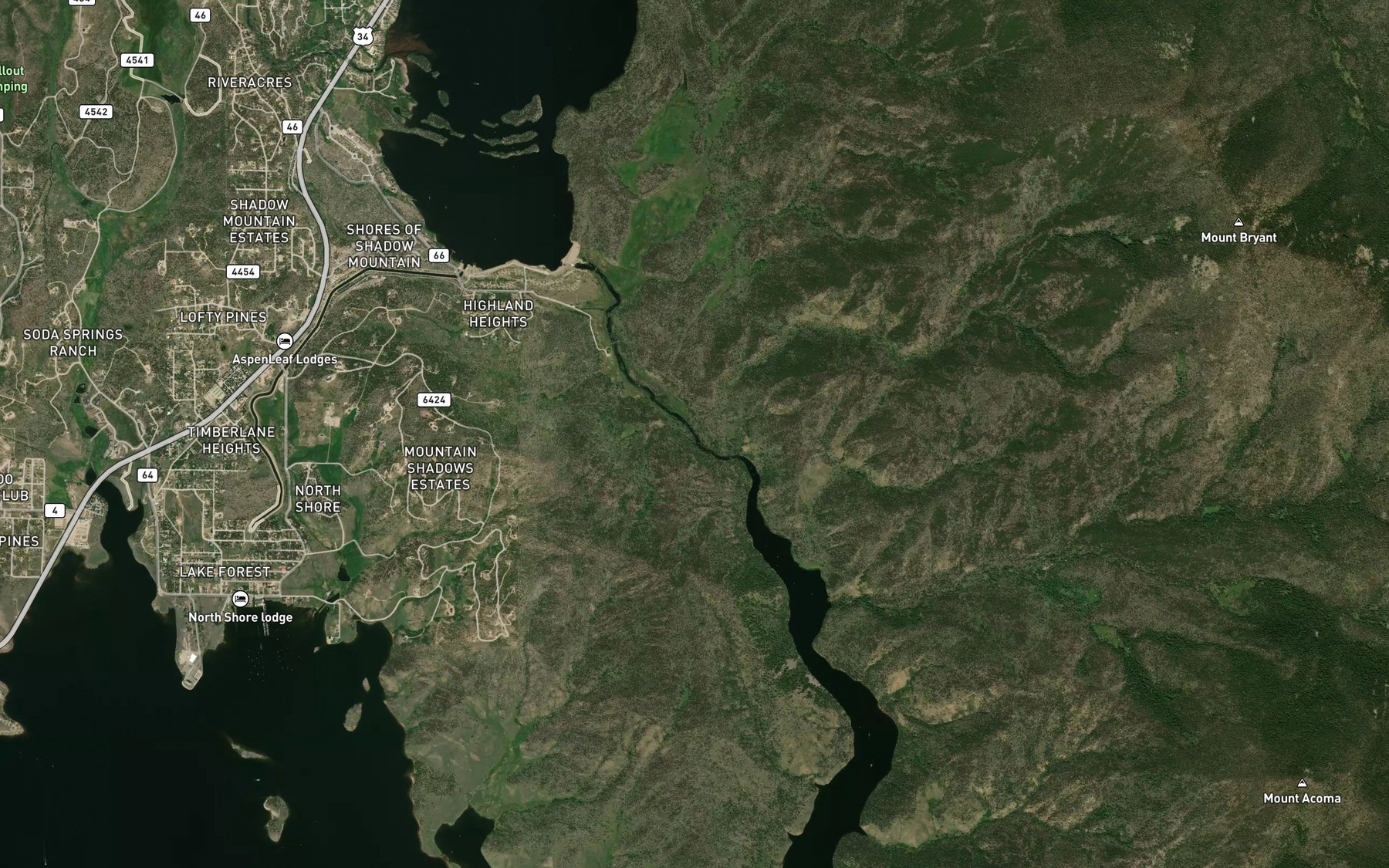 Satellite map of the Pole Creek