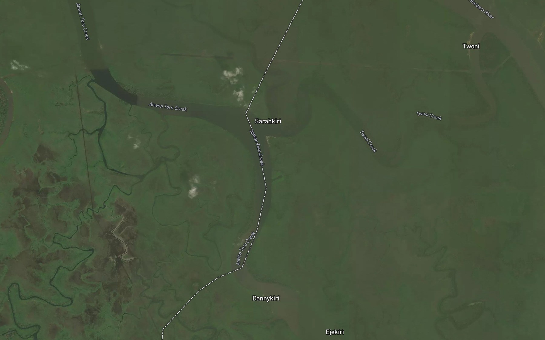 Satellite map of the Ndi Biki Begema Creek
