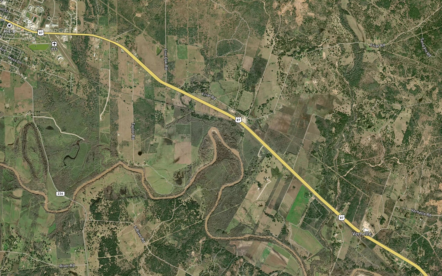 Satellite map of the Oaxley Branch