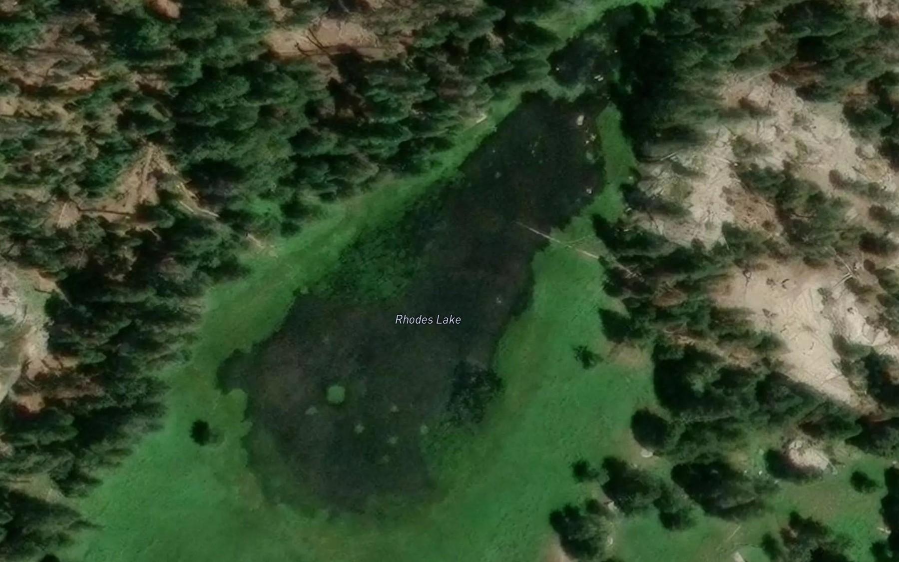 Satellite map of the Rhodes Lake