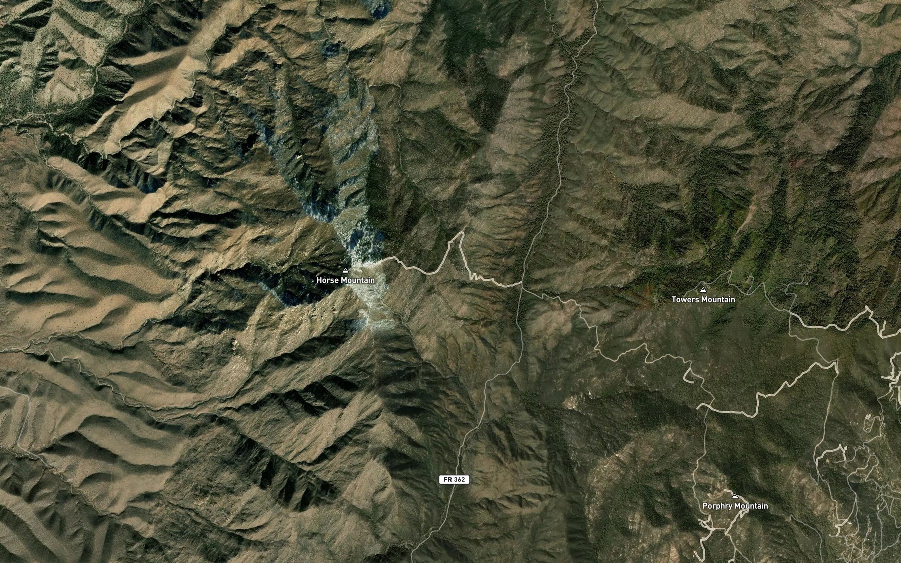 Satellite map of the Horse Mountain Spring