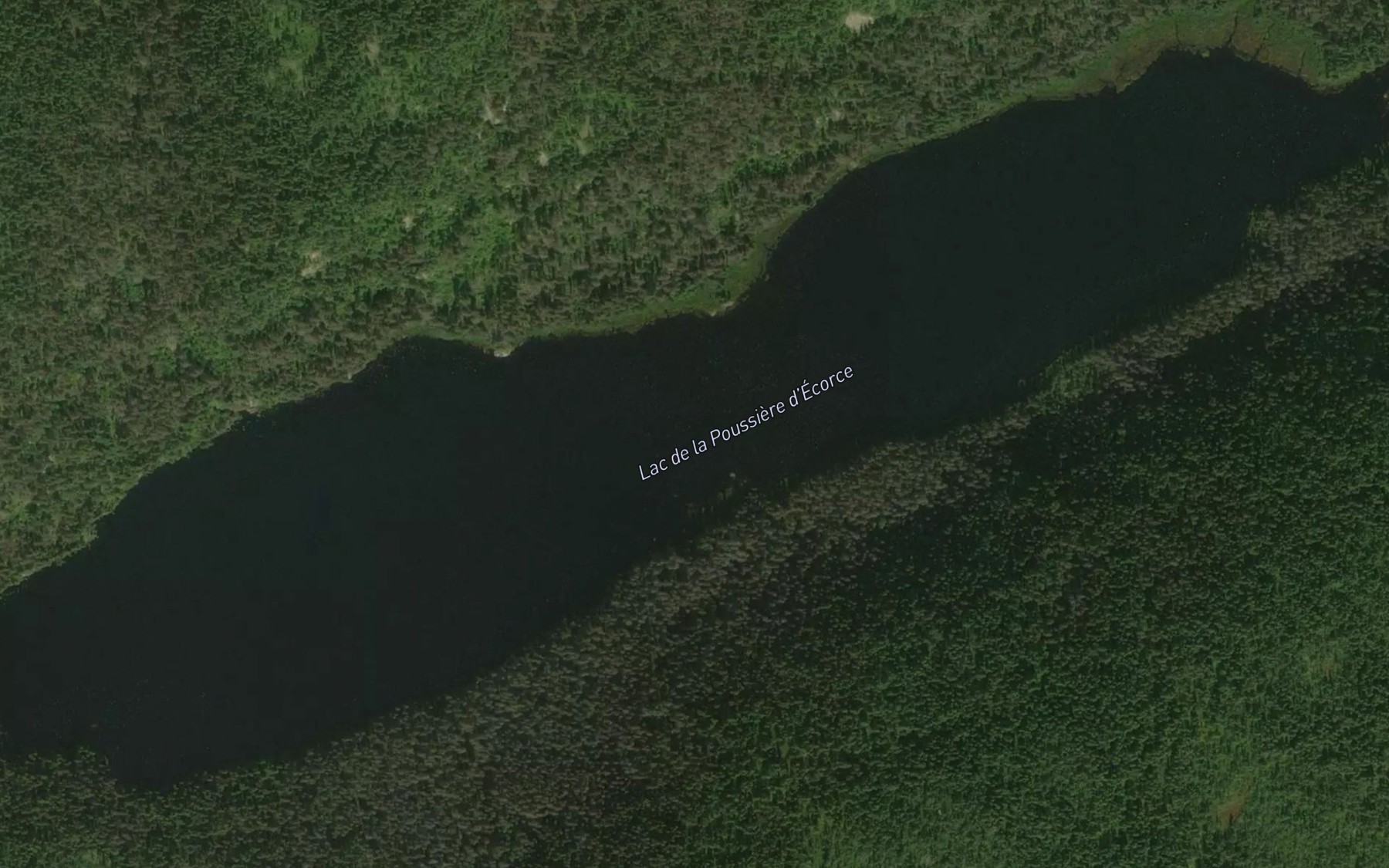 Satellite map of the Lac de la Poussiere d'Ecorce