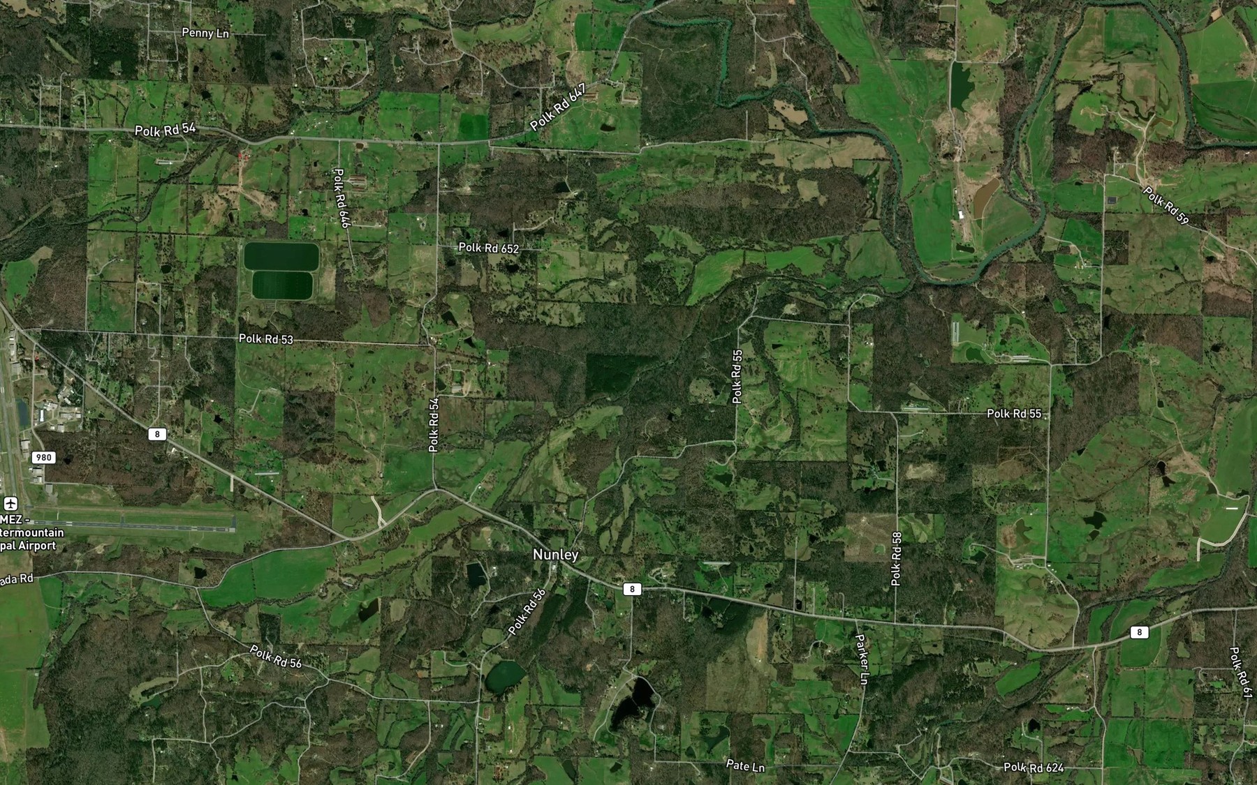 Satellite map of the Wolf Creek