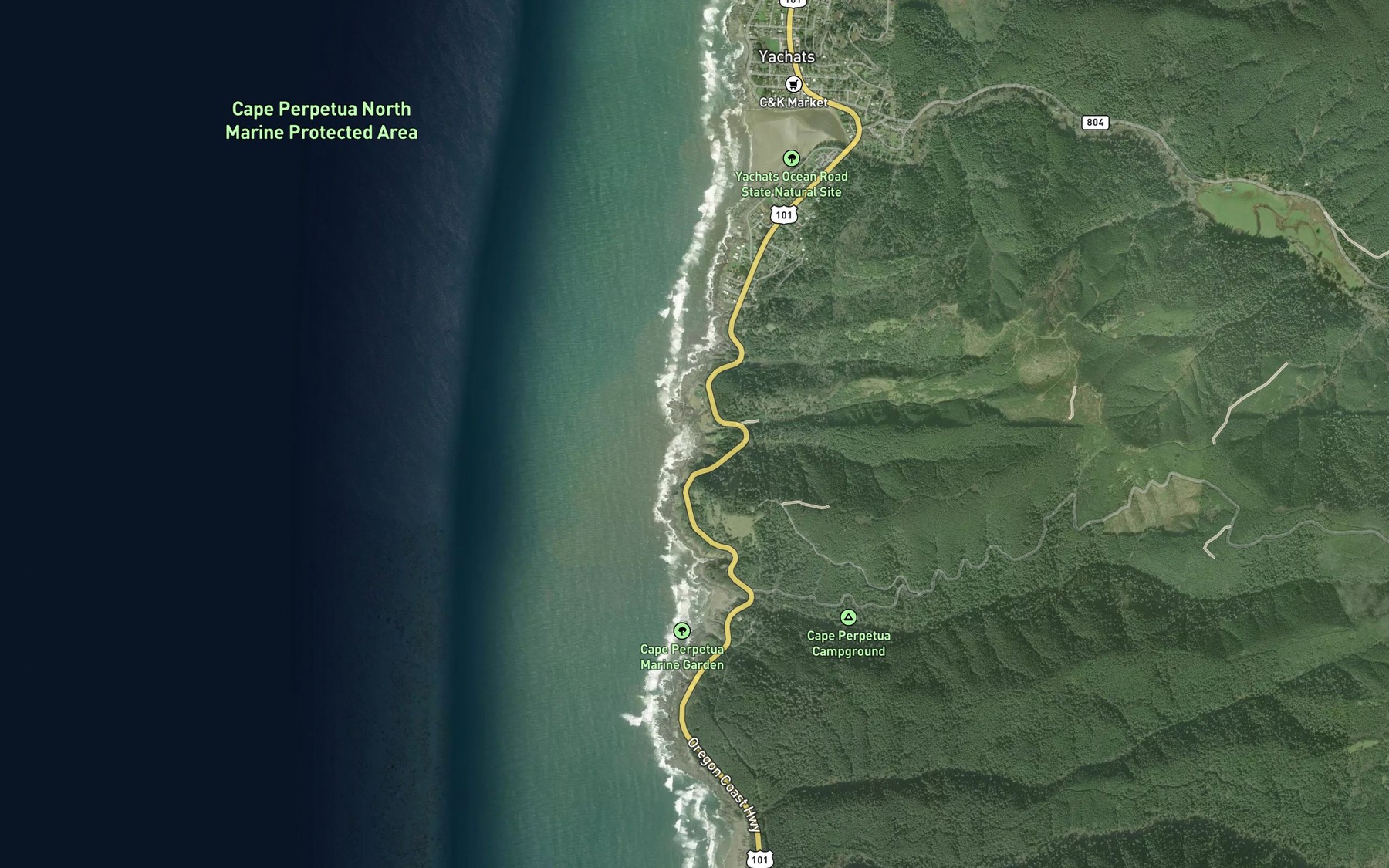 Satellite map of the Amanda Creek