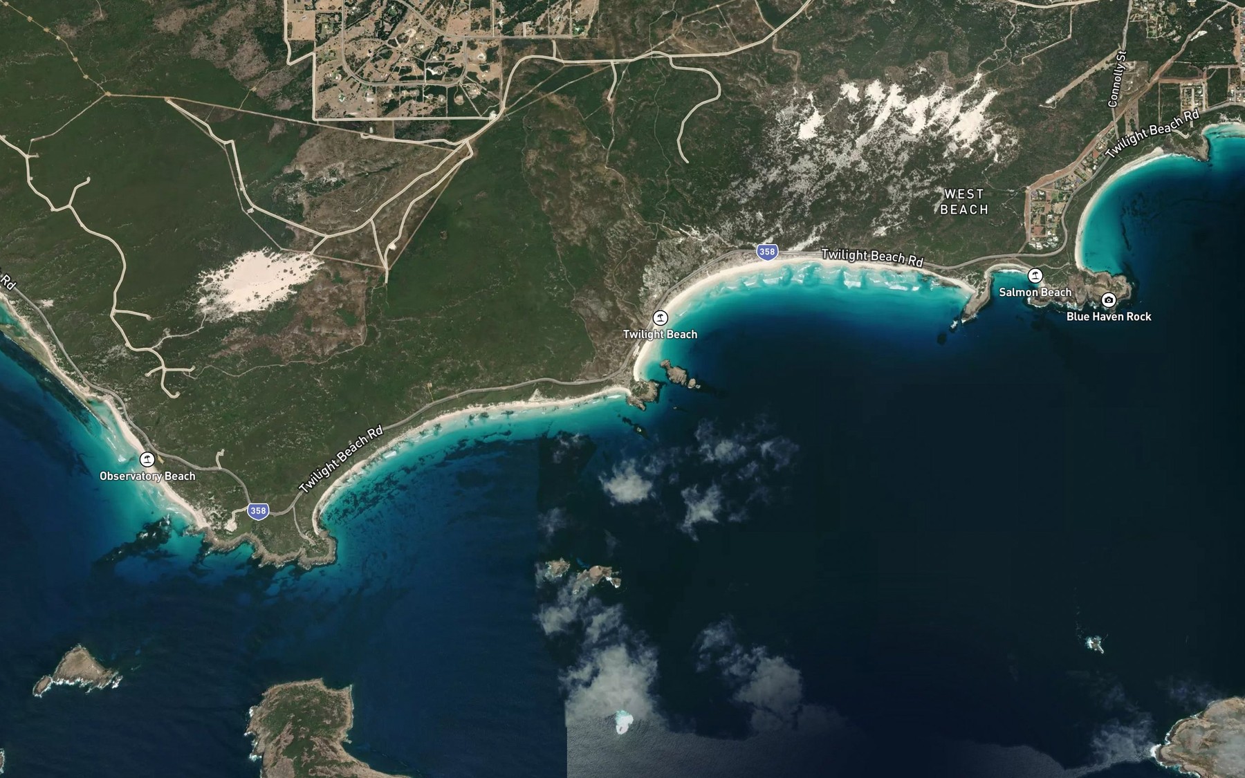 Satellite map of the Lovers Cove