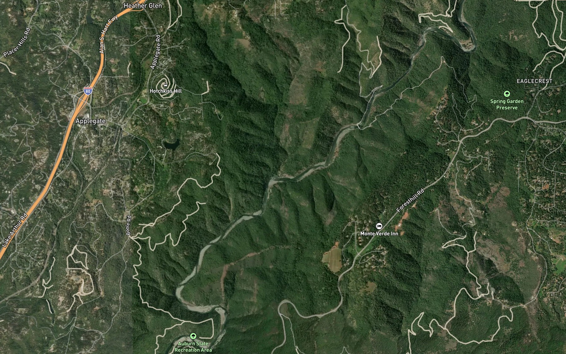 Satellite map of the Codfish Creek
