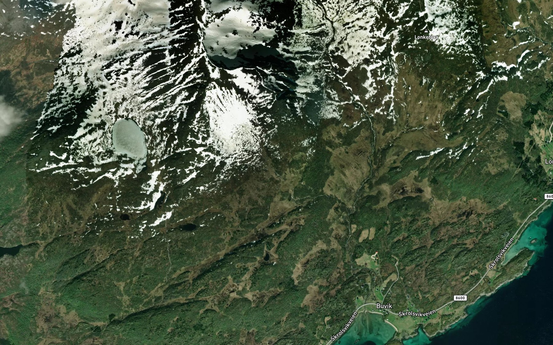 Satellite map of the Jorddalselva