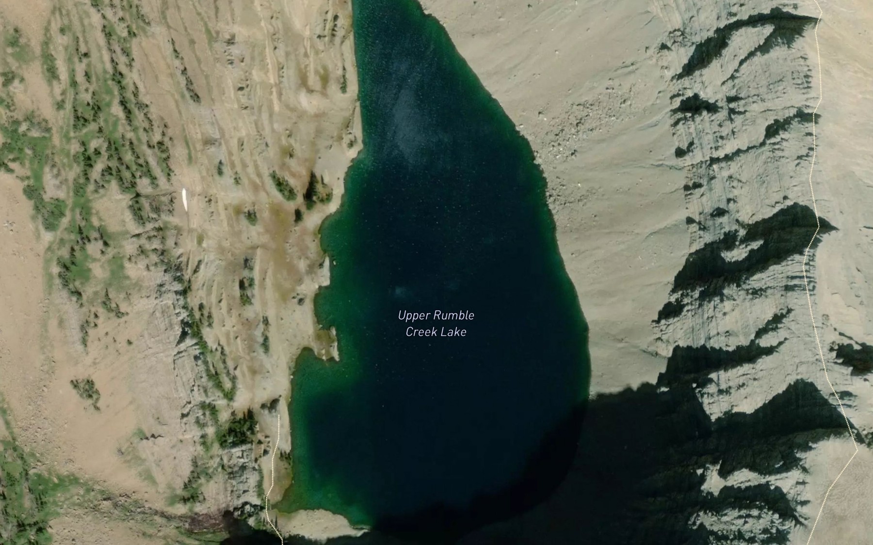 Satellite map of the Rumble Creek Lake