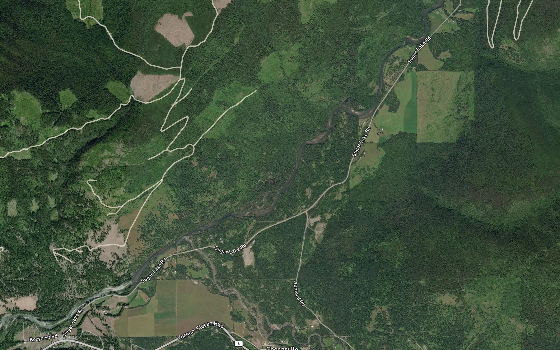 Satellite map of the Sauff Creek