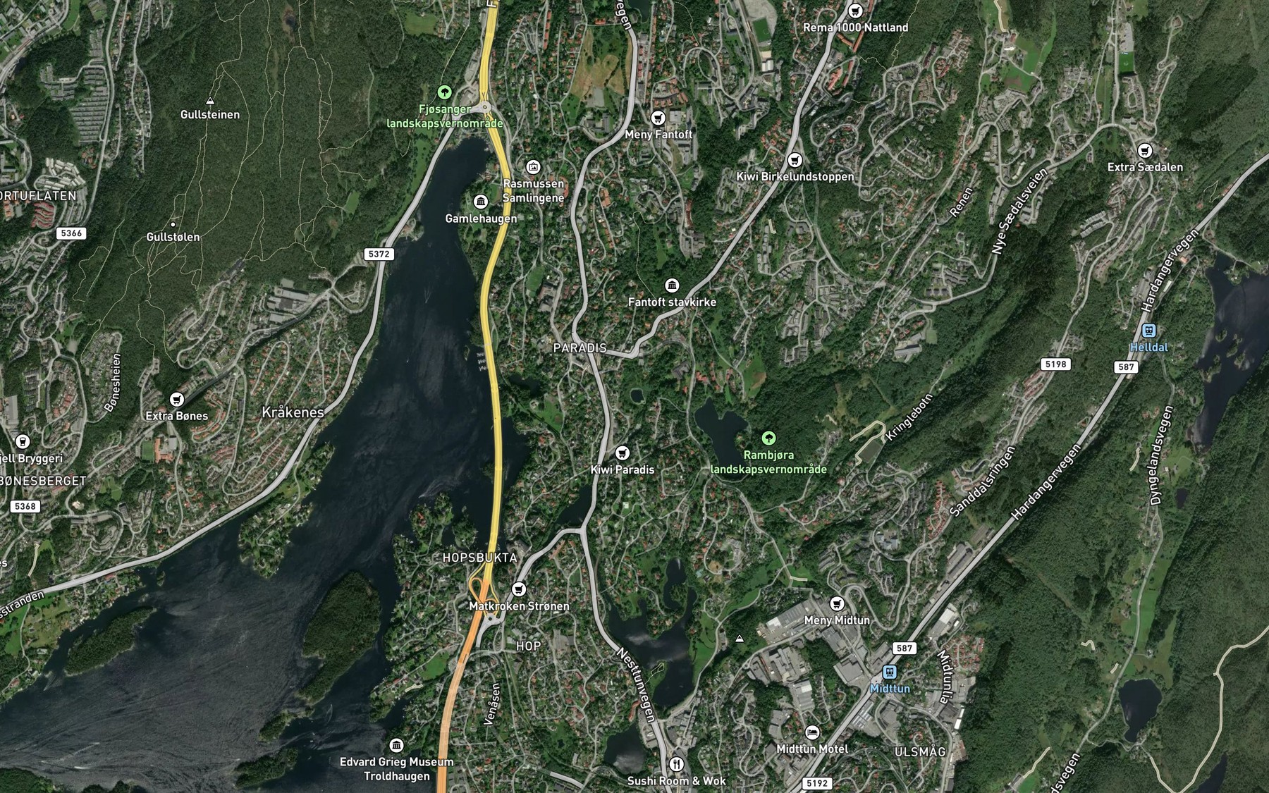 Satellite map of the Eikelundstjorna
