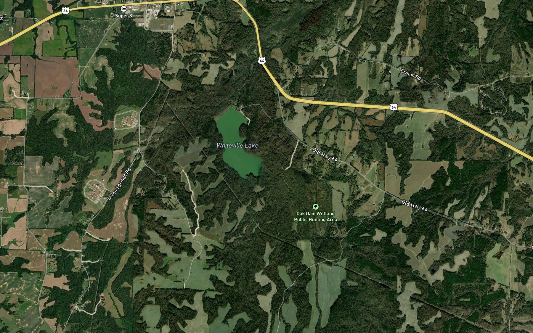 Satellite map of the Oak Dain Creek