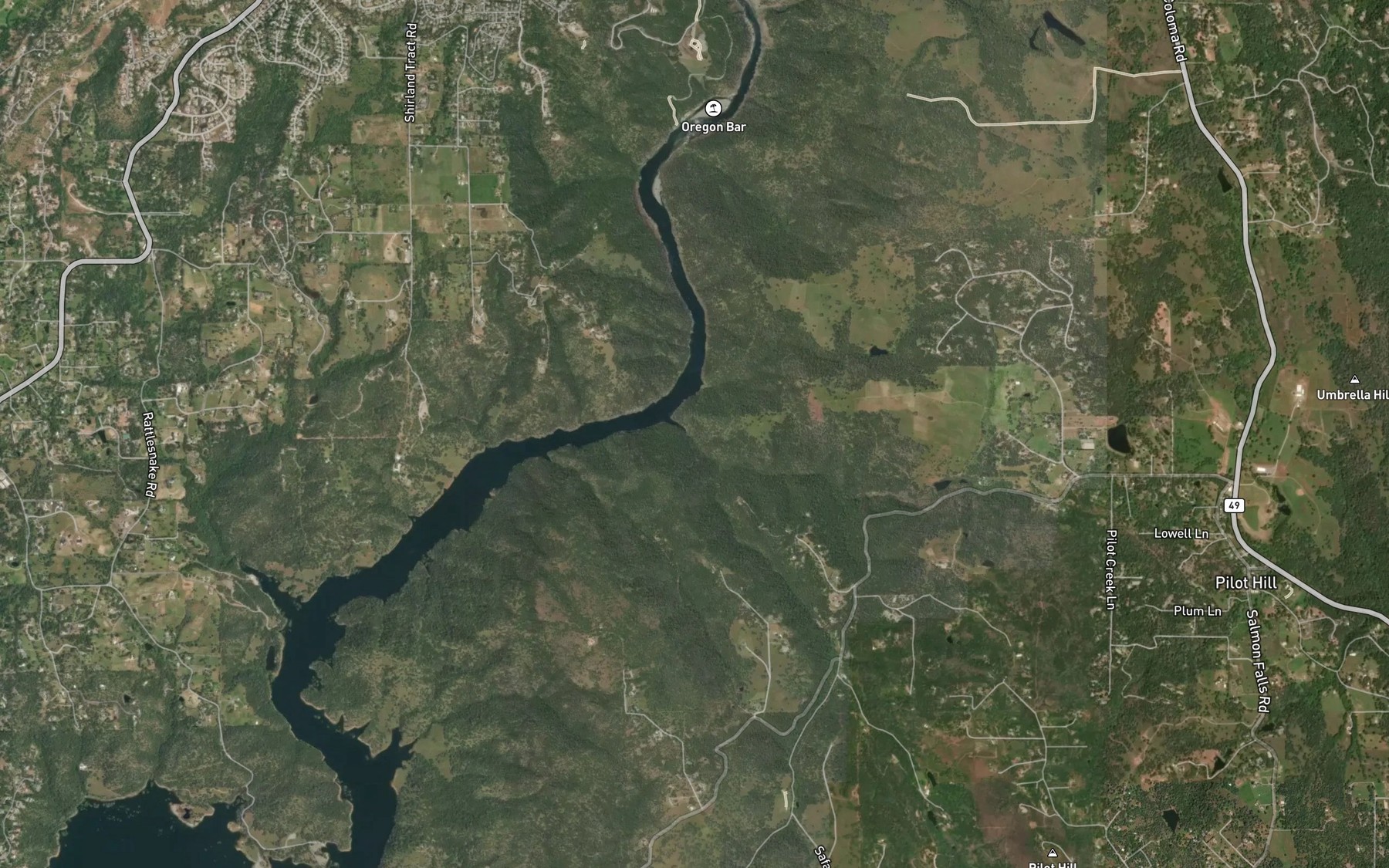 Satellite map of the Pilot Creek