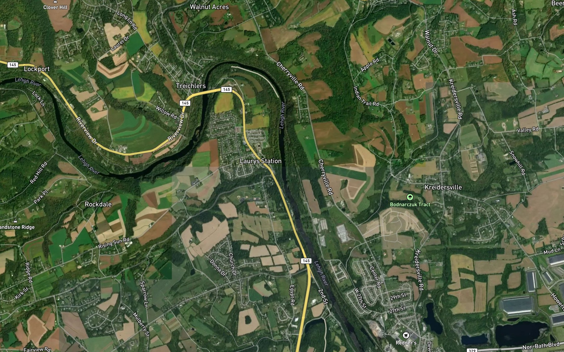Satellite map of the Fells Creek