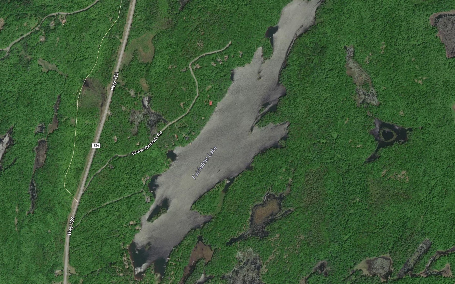 Satellite map of the Fairholme Lake