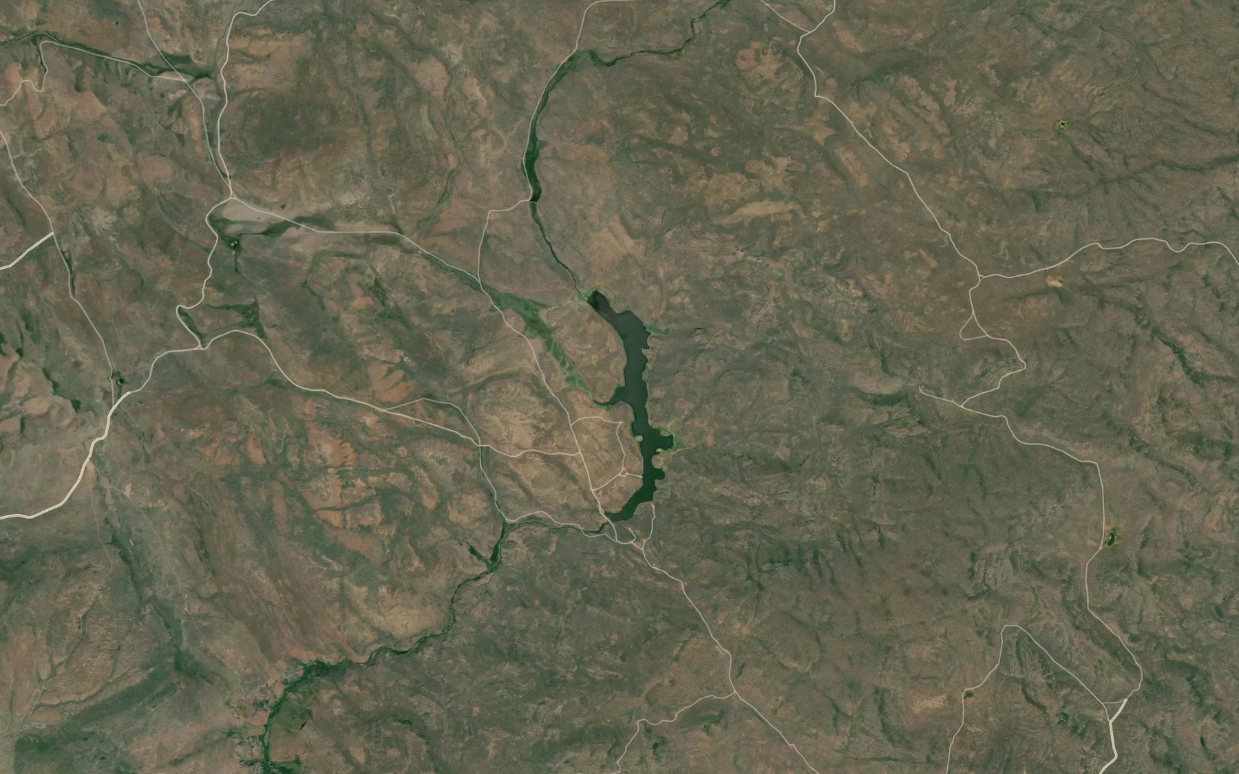 Satellite map of the Thorn Creek Reservoir