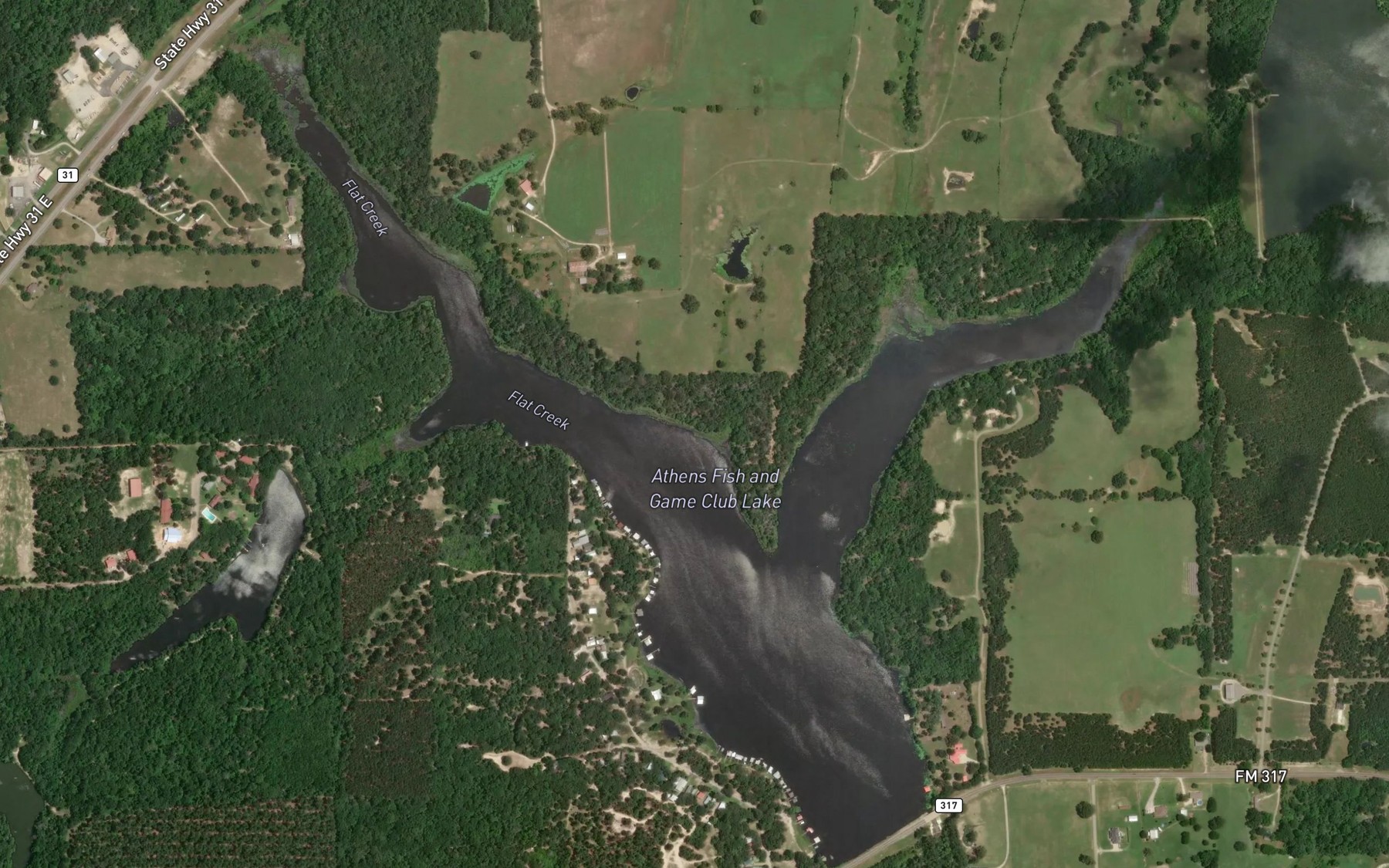 Satellite map of the Athens Fish and Game Club Lake
