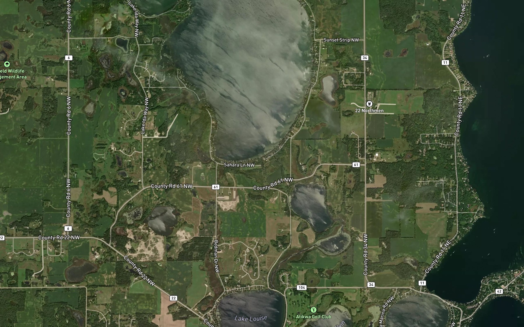Satellite map of the Ida Lake
