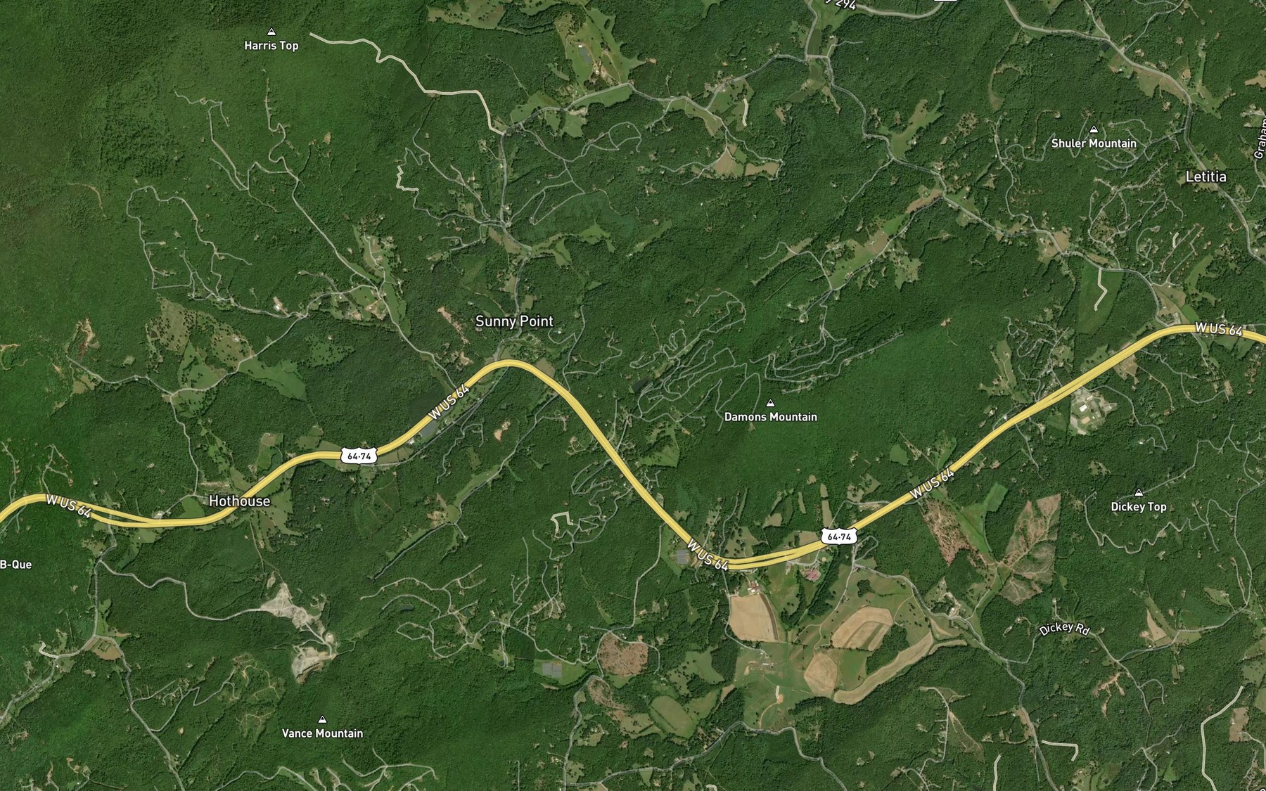 Satellite map of the Pied Piper Lake Lower