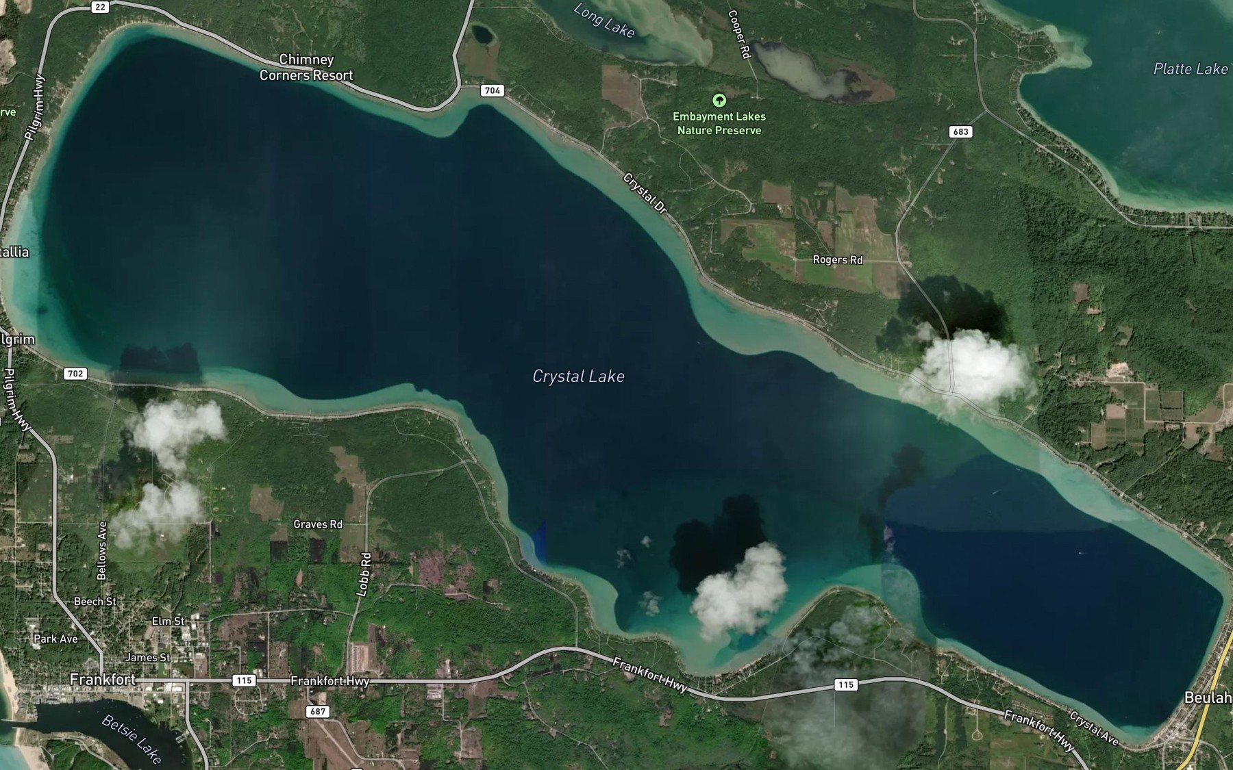 Satellite map of the Crystal Lake