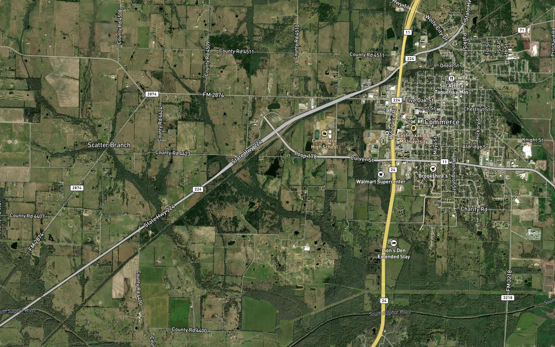 Satellite map of the Adams Lake