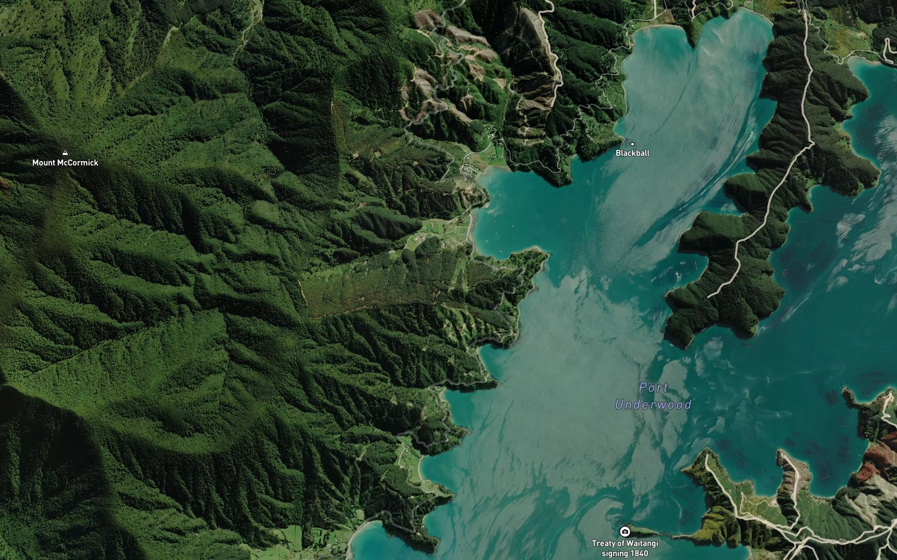 Satellite map of the Uruti Bay