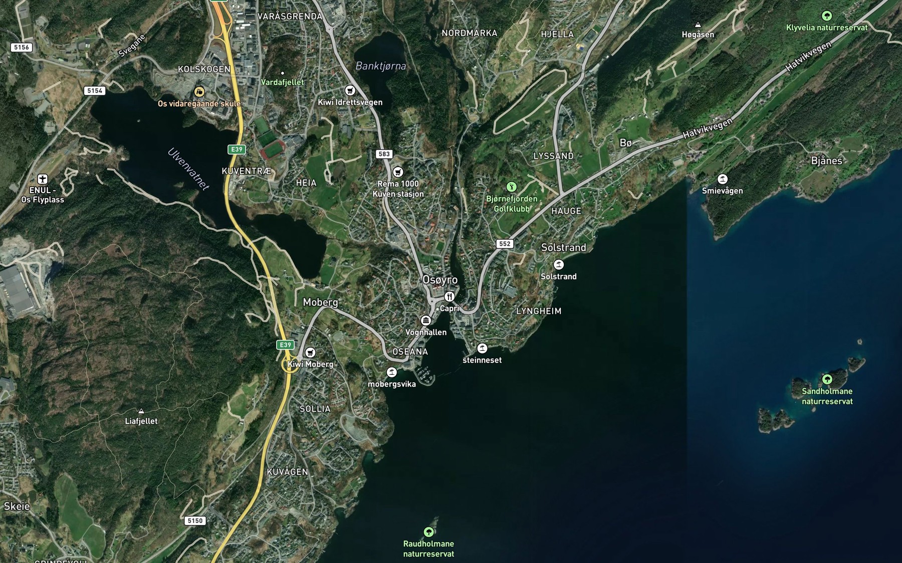 Satellite map of the Oselva