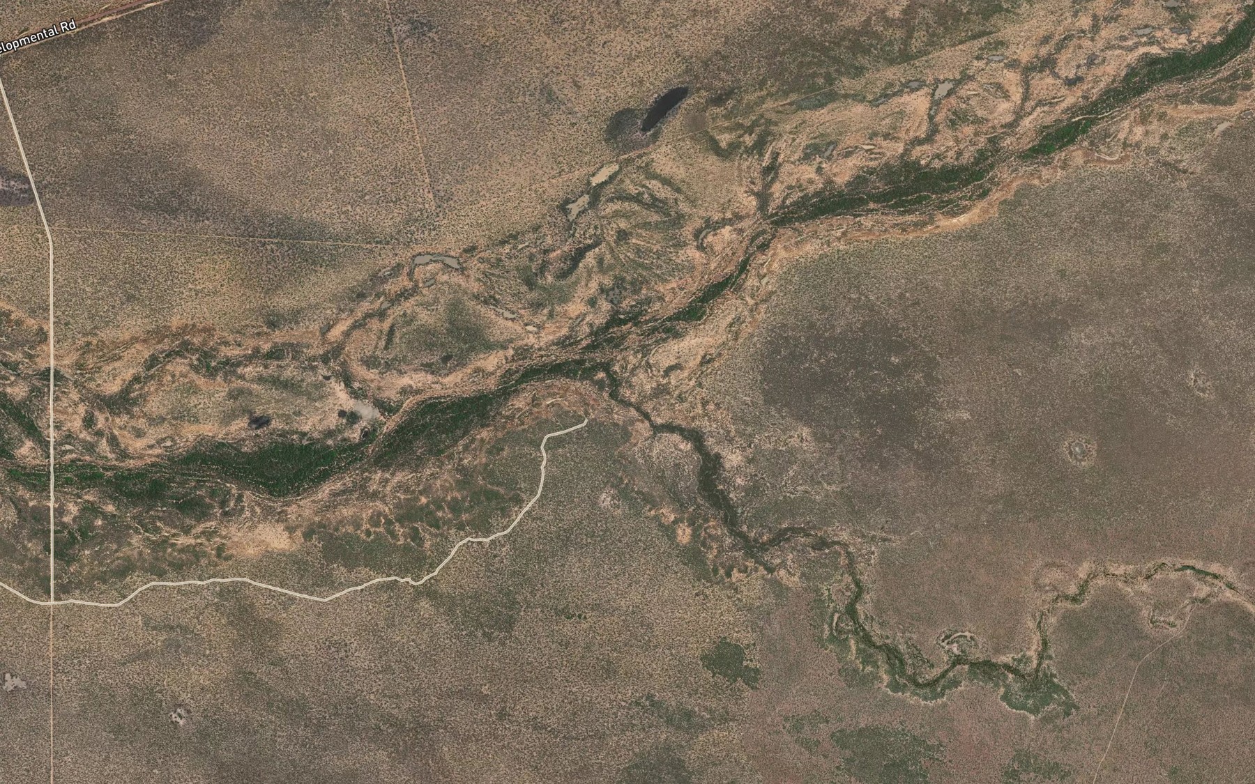 Satellite map of the Fish Hole Creek