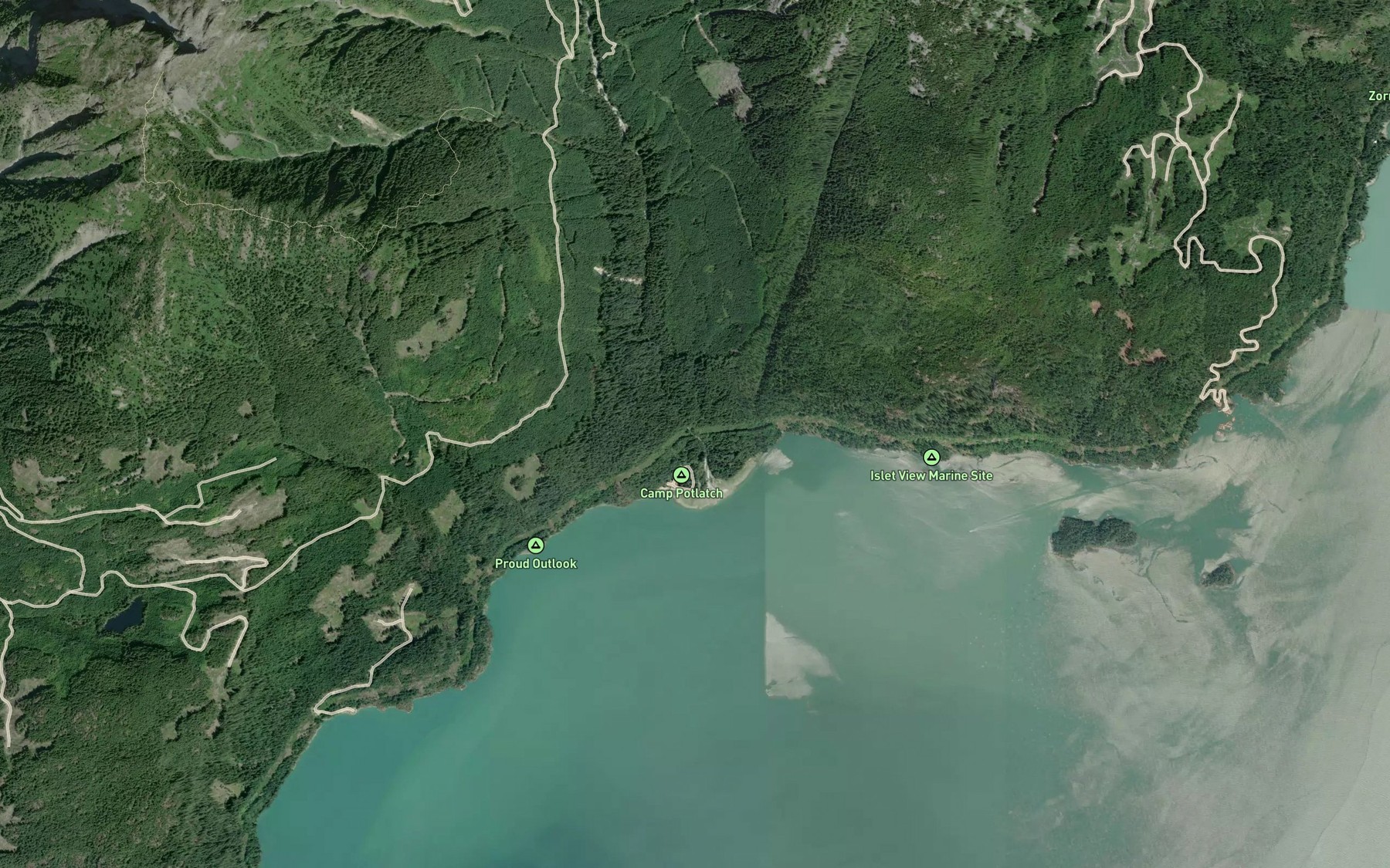 Satellite map of the Potlatch Creek