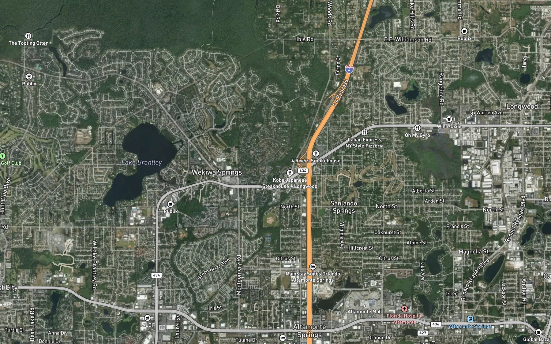 Satellite map of the Sanlando Springs